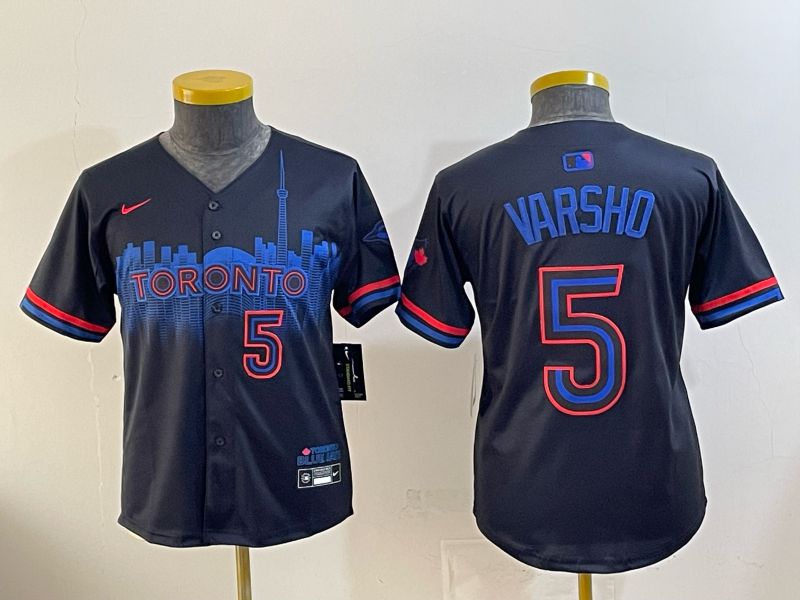 Youth 2025 Nike Toronto Blue Jays #5 Varsho Blue Game MLB Jersey 07